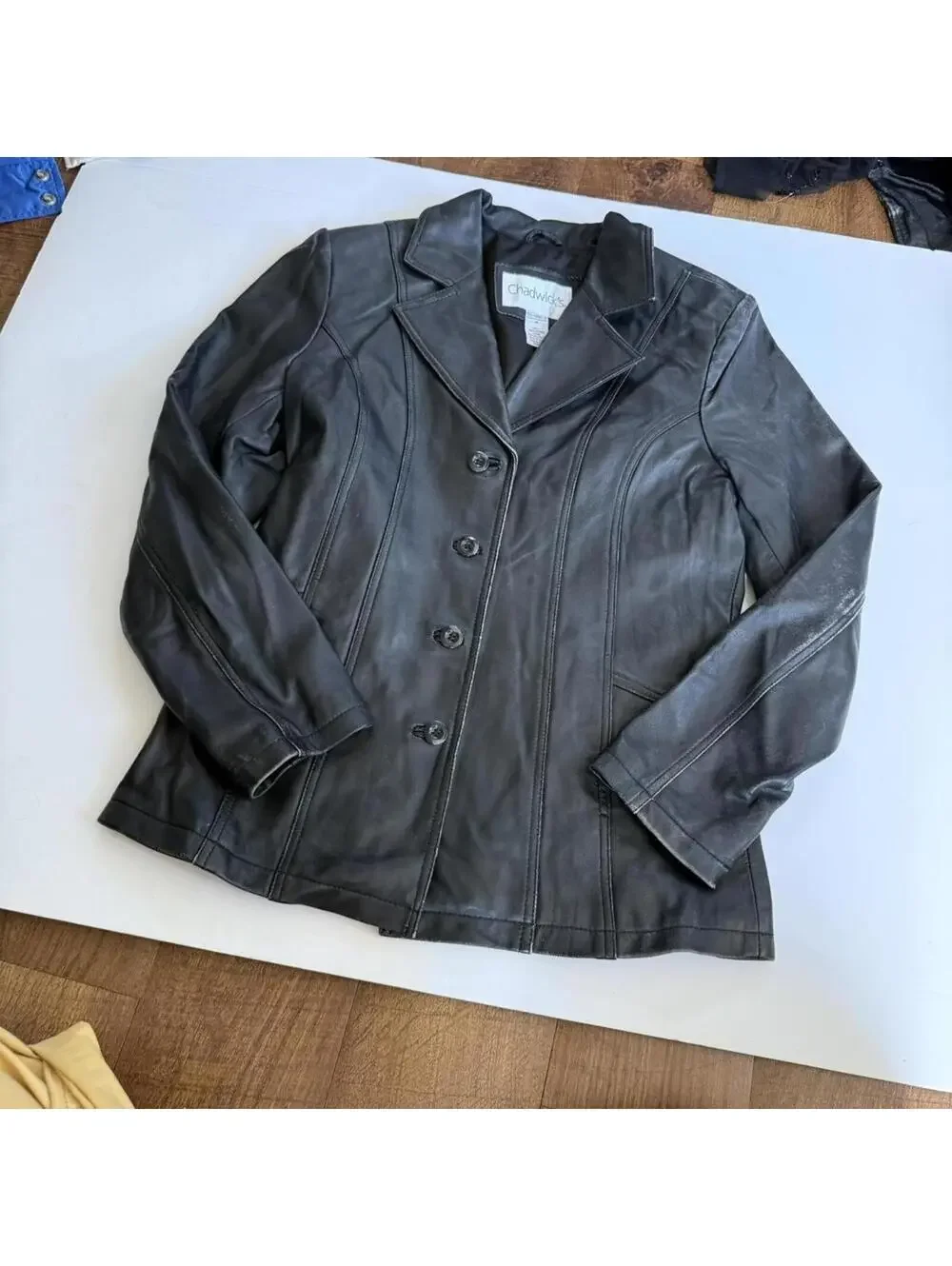 Vintage Black Leather Blazer Jacker